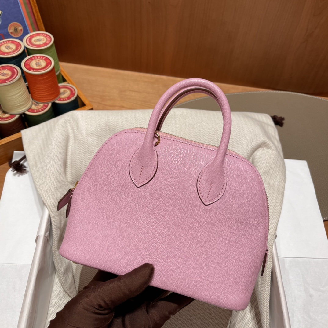 에르메스 미니 볼리드18 모브실브스트레 금장 염소가죽